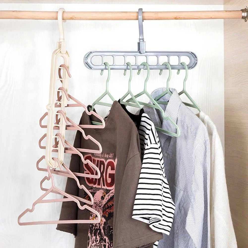 0238 9 Hole Plastic Hanger Hanging hook Indoor Wardrobe Clothes Organization Storage Balcony Windowsill Suit Racks