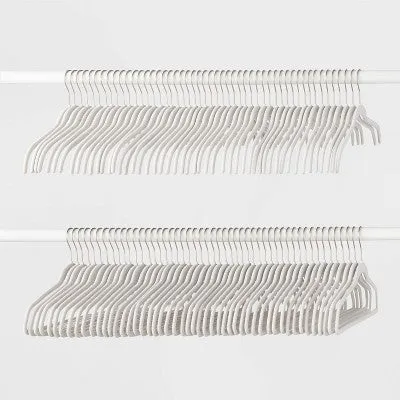 100pk Combo Pack Suit/Shirt Flocked Hangers White - Brightroom