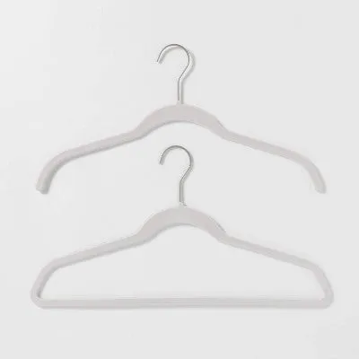 100pk Combo Pack Suit/Shirt Flocked Hangers White - Brightroom