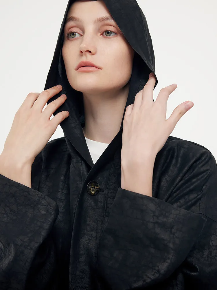 18 Momme Xiang Yun Silk Hooded Unisex Trench Coat