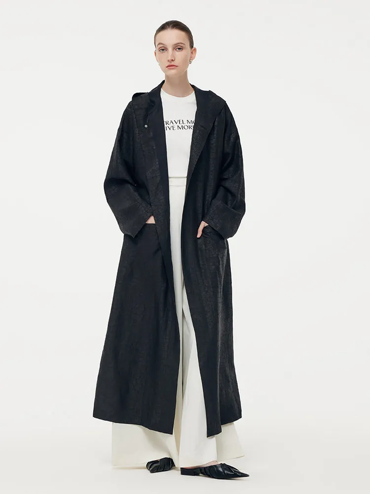 18 Momme Xiang Yun Silk Hooded Unisex Trench Coat