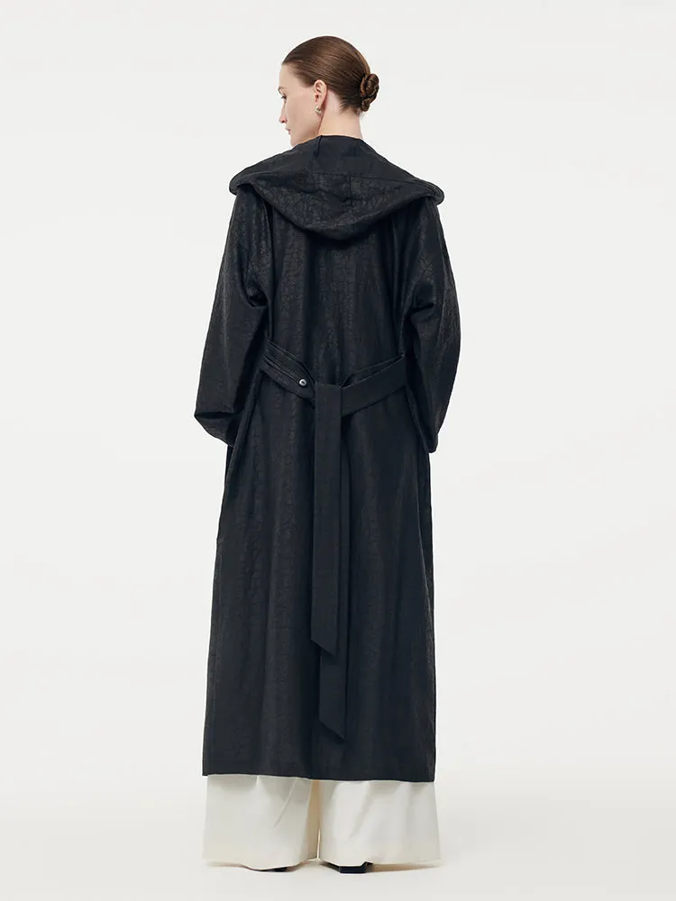 18 Momme Xiang Yun Silk Hooded Unisex Trench Coat