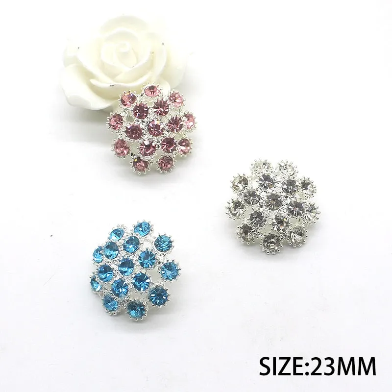 Alloy Button For Clothing Mix Color 5pcs/lot 23mm Round Silver Buttons Diy Accessories