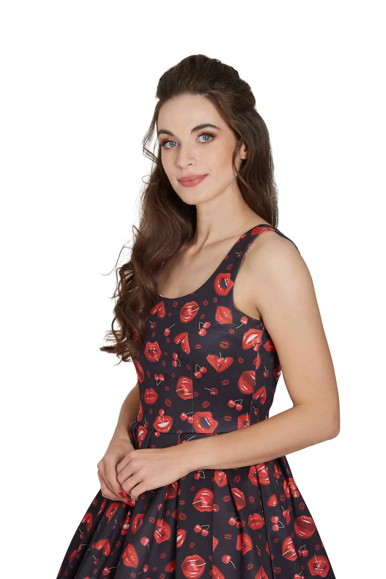Amanda Pin Up Lip & Cherry Swing Dress