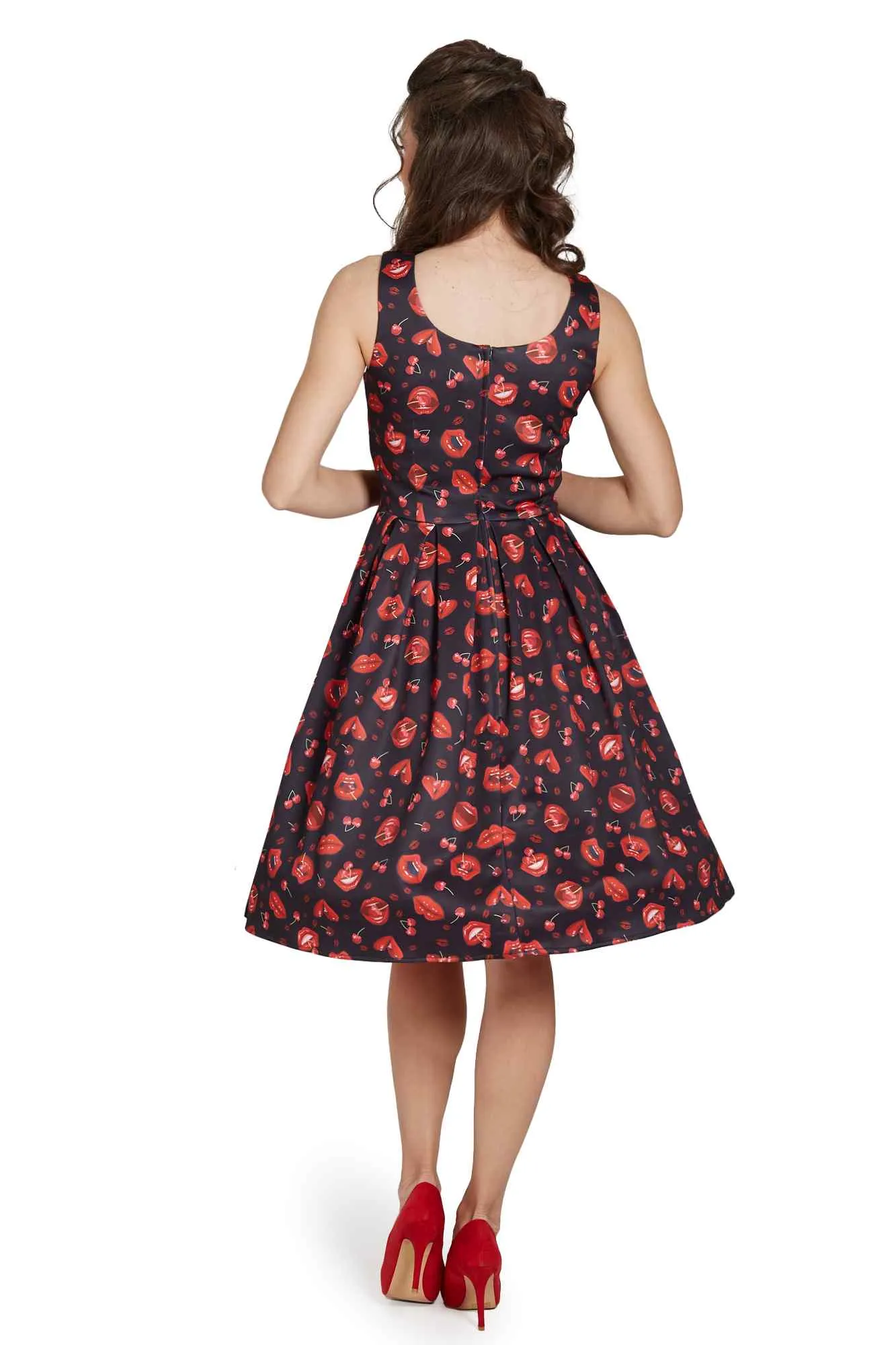 Amanda Pin Up Lip & Cherry Swing Dress