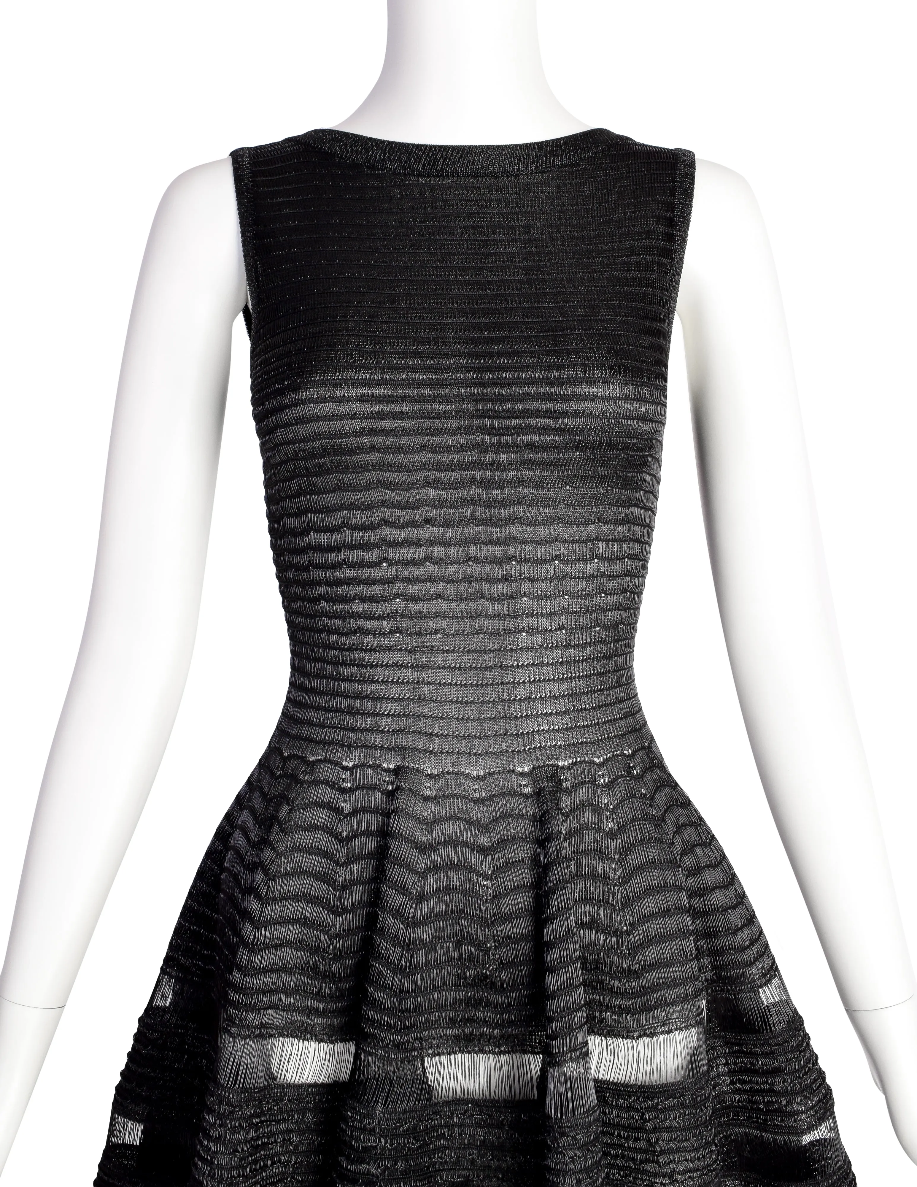 Azzedine Alaia SS 2010 Black Woven Plastic Raffia Web Mini Dress