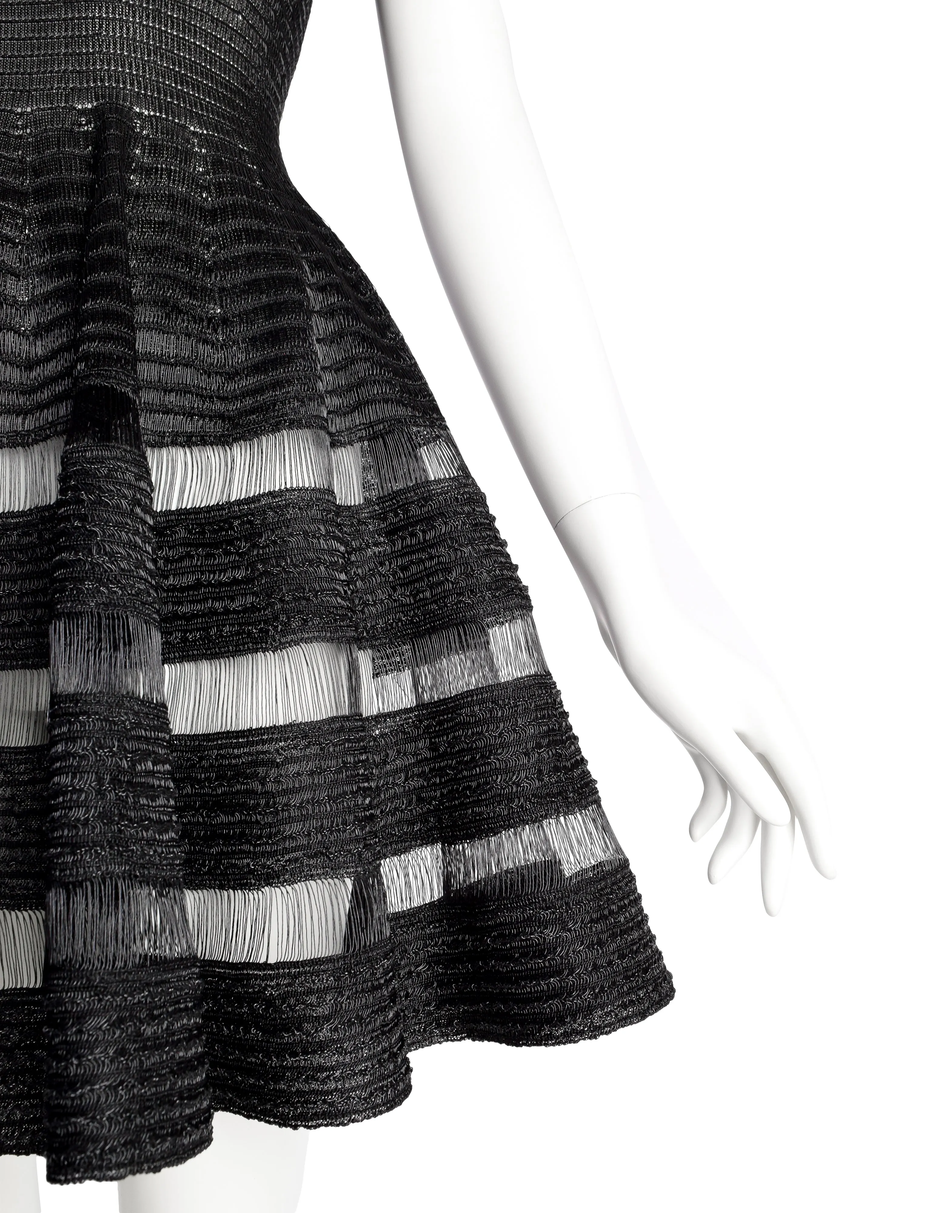 Azzedine Alaia SS 2010 Black Woven Plastic Raffia Web Mini Dress