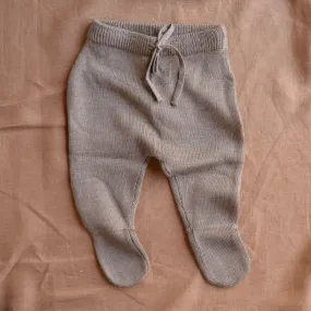 Baby Knitted Footed Romper Pants - 100% Organic Merino - Cub Marl (0-6m)