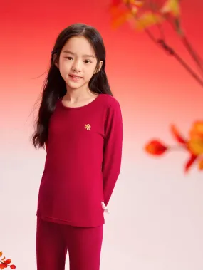 Balabala Children Thermal Underwear Suit Year of the Snake New Boy And Girl Autumn Heated Top And Pants Animal Year Red Pajamas
