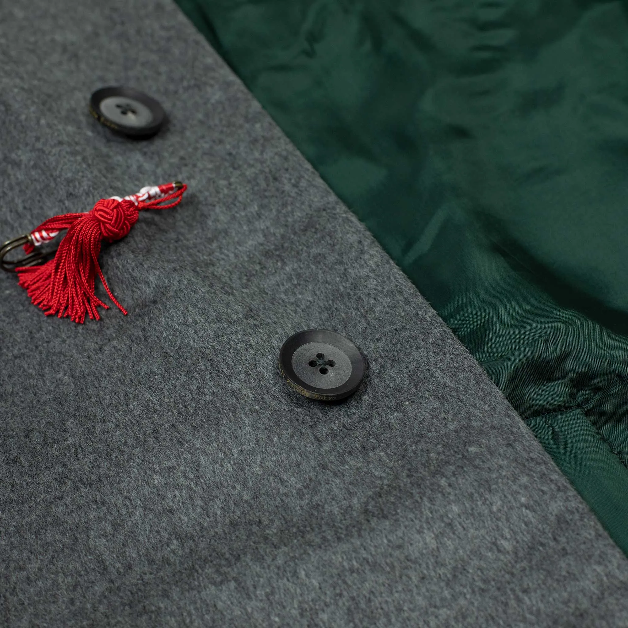 Belted overcoat in mid-grey wool and cashmere