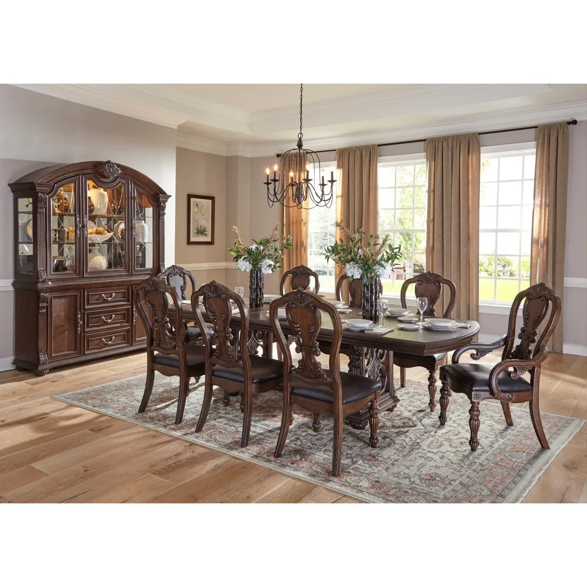 Bergen Collection Dark Oak Dining Table