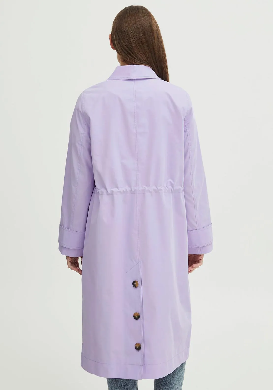 b.young Buttoned Long Trench Coat, Lilac