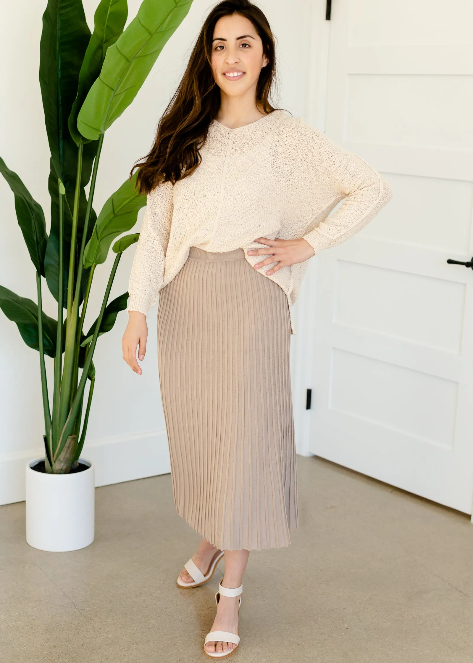 Cream V-Neck Seam Sweater - FINAL SALE
