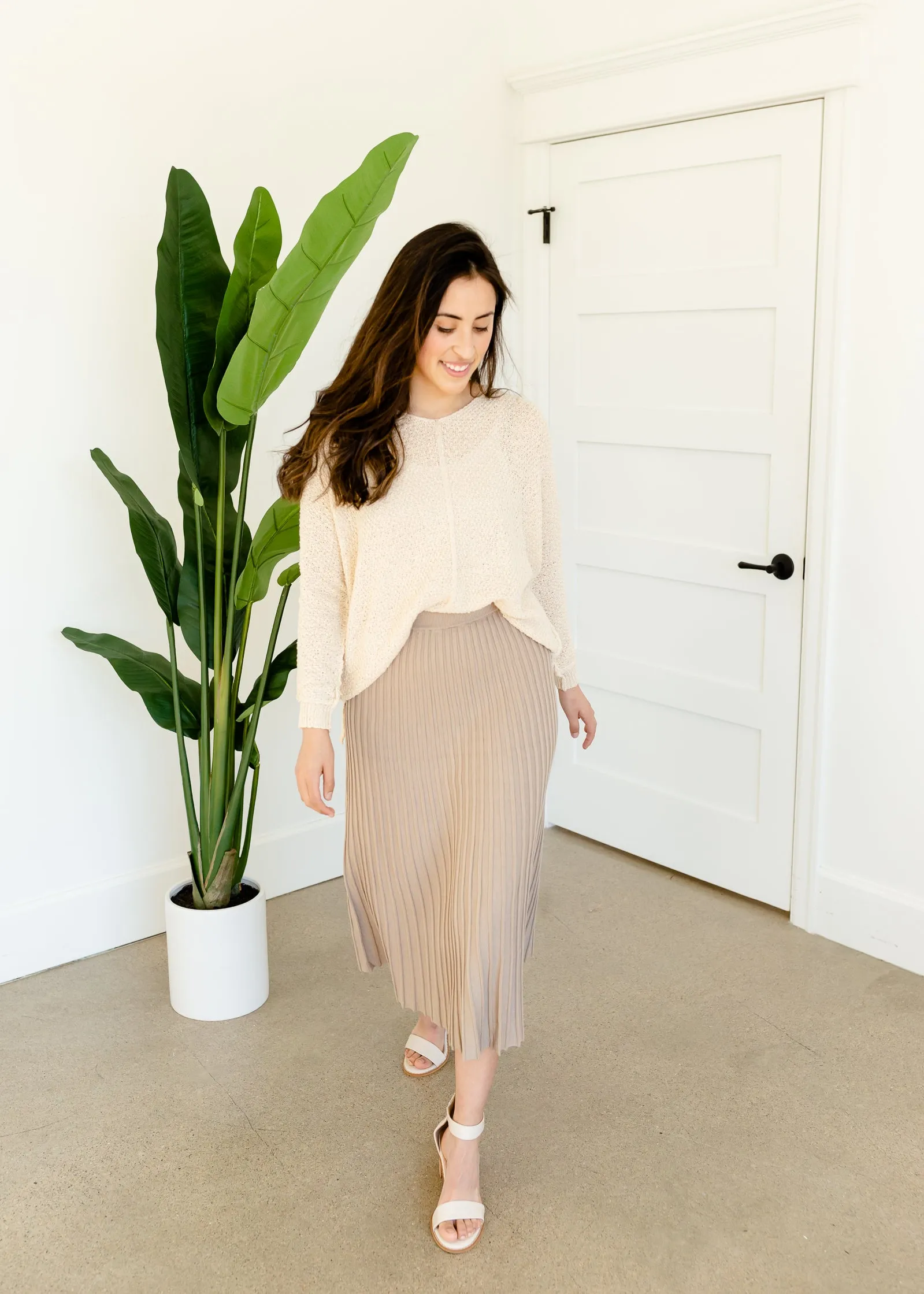 Cream V-Neck Seam Sweater - FINAL SALE