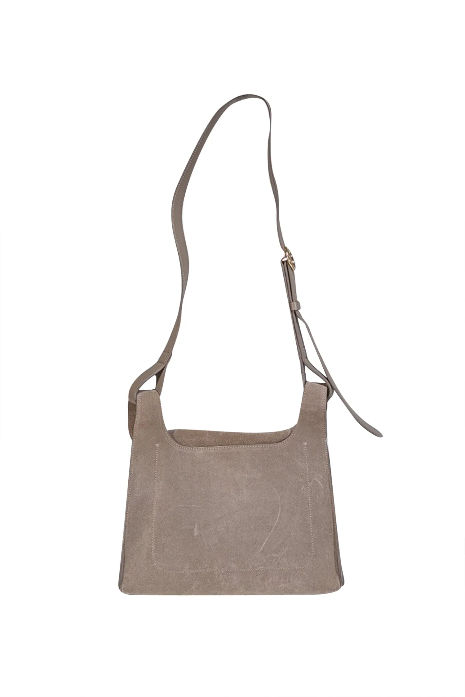 Cuyana - Taupe Suede "Double Loop" Crossbody Bag