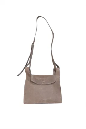 Cuyana - Taupe Suede "Double Loop" Crossbody Bag