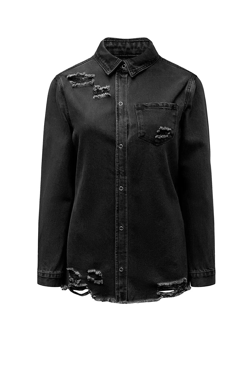 Fade Blue Ripped Denim Jacket