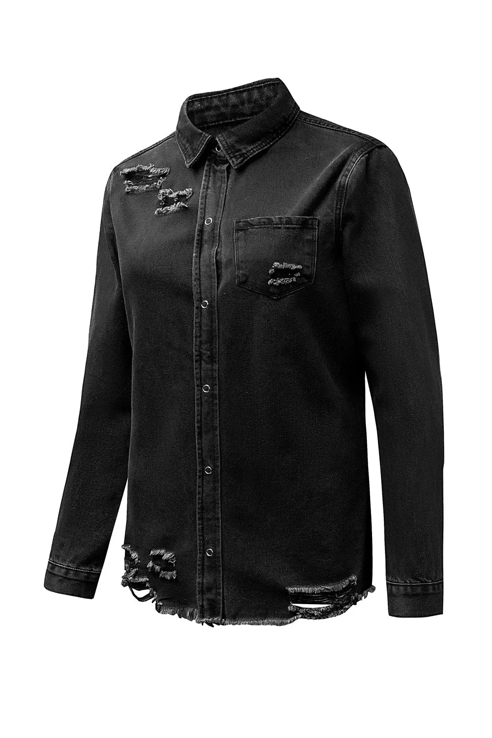 Fade Blue Ripped Denim Jacket