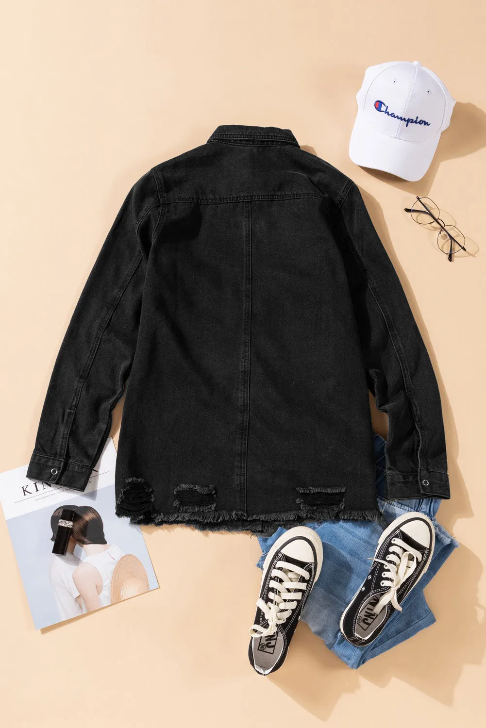 Fade Blue Ripped Denim Jacket