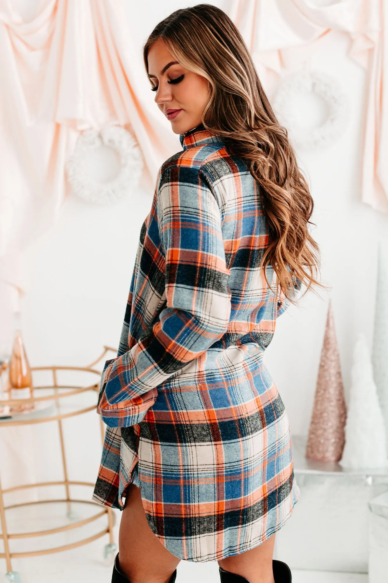 Forever Dreaming Lightweight Plaid Shacket (Orange)