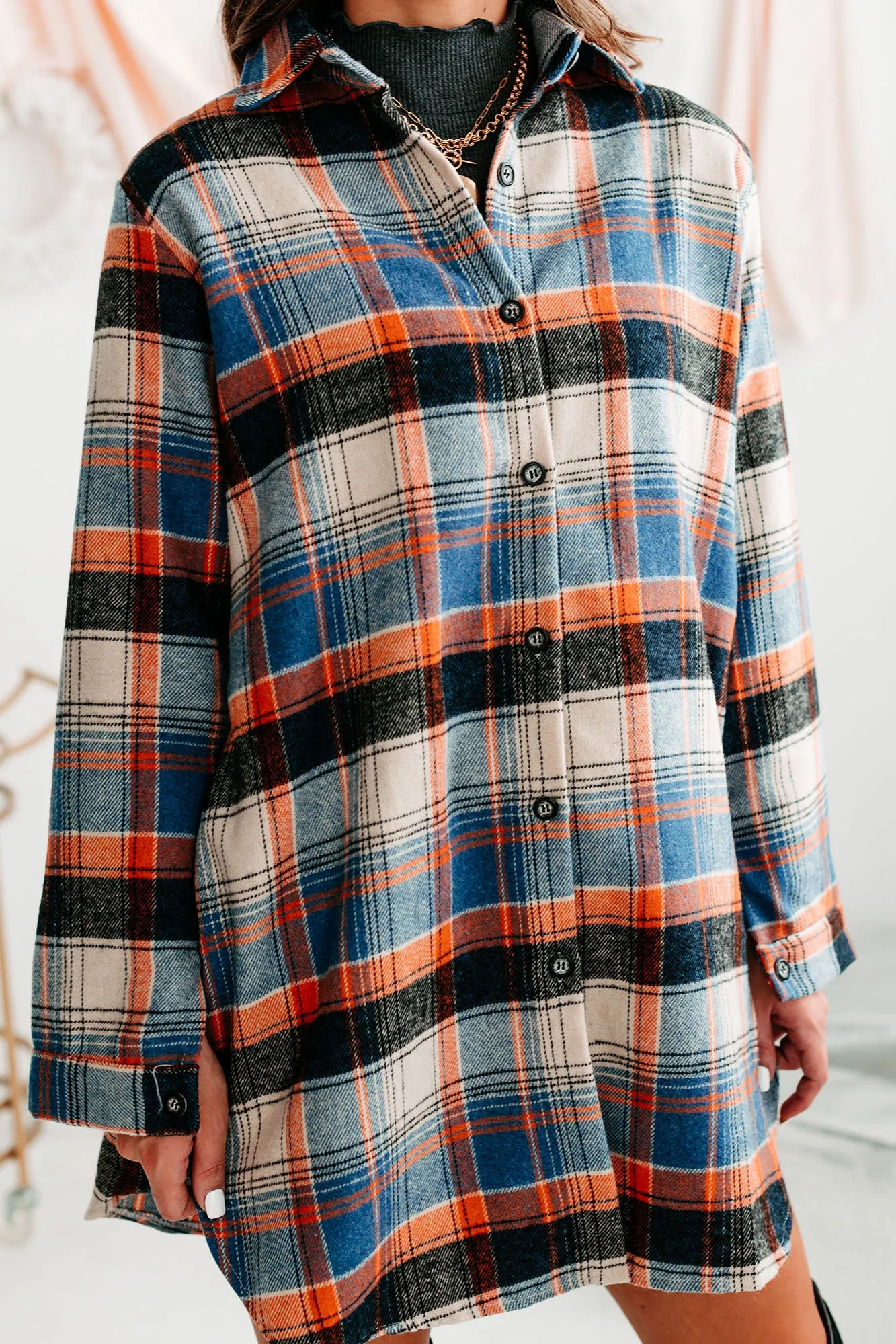 Forever Dreaming Lightweight Plaid Shacket (Orange)