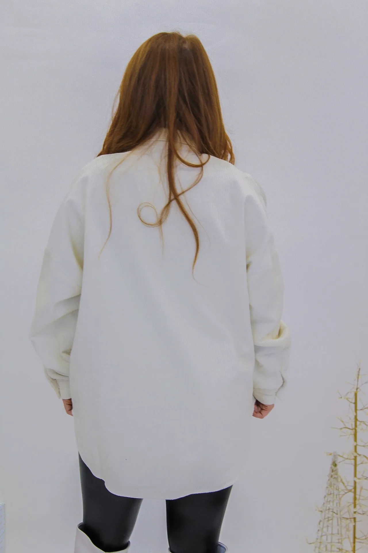 Get The Look Button Up Shacket-Cream
