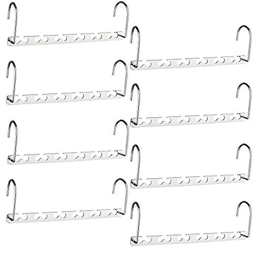 HOUSE DAY 10.5 Inch Closet Space Saving Wardrobe Clothing Magic Hangers Oragnizer Heavy Chrome Hangers, Updated Hook Design Pack of 8
