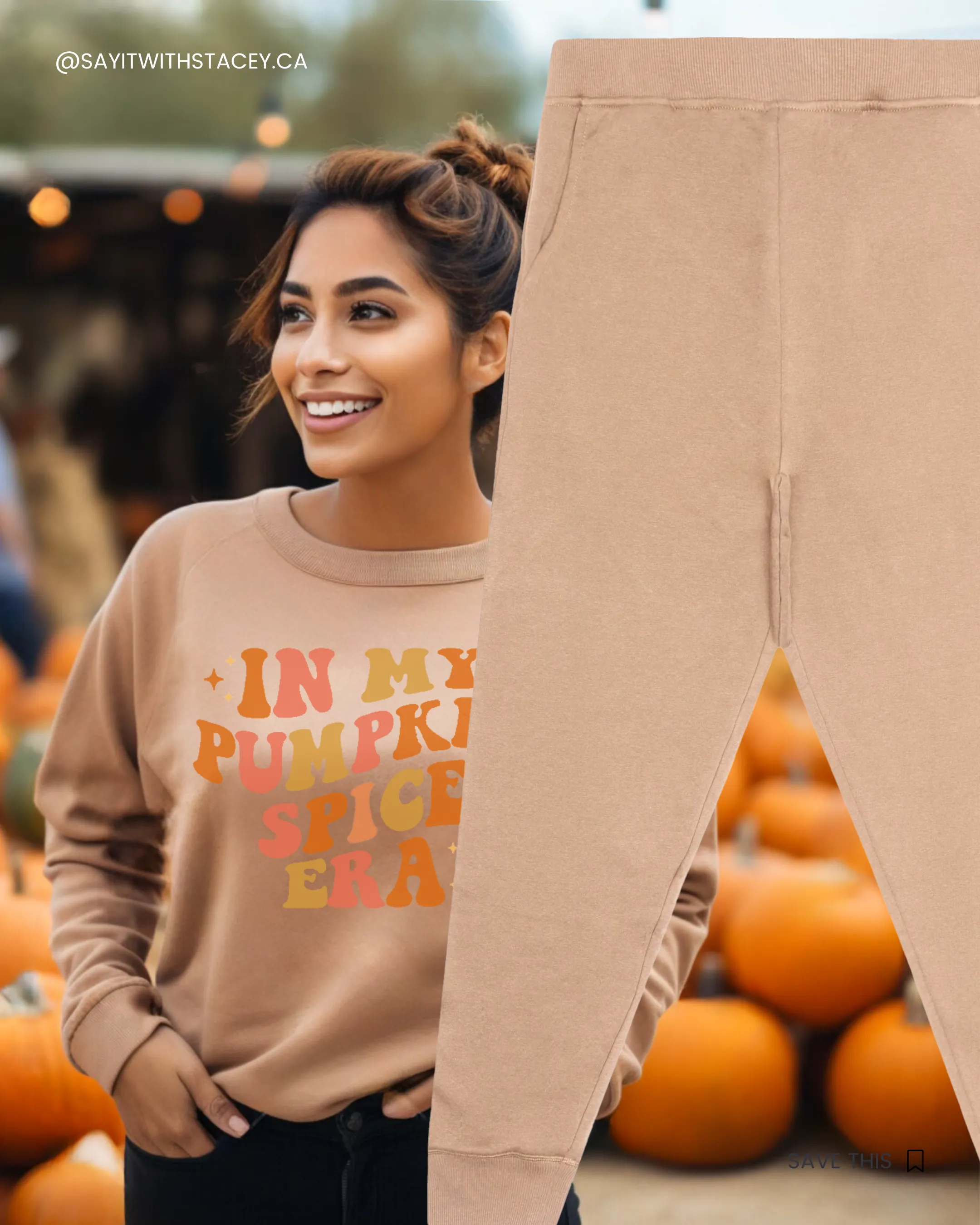 In My Pumpkin Spice Era Crew Neck Sweater    Large Elastic Waist Matching Sweat Pants
