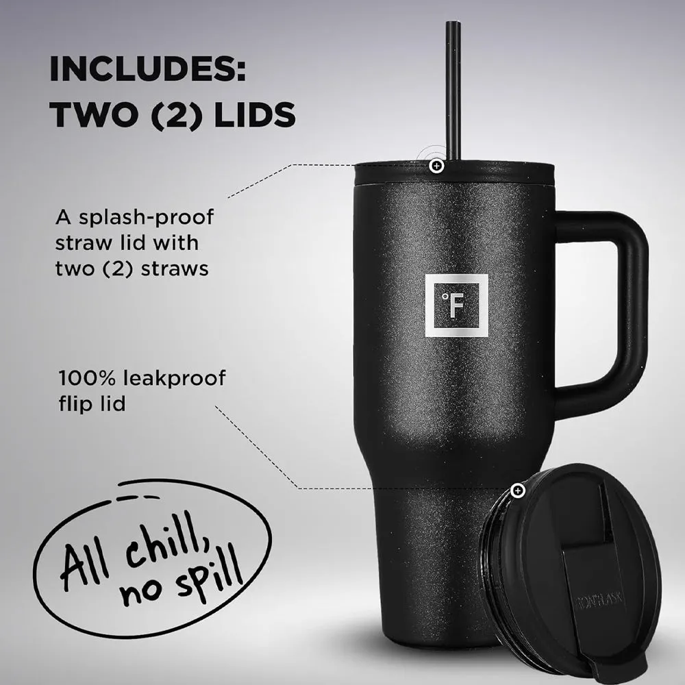 Iron Flask 32oz/950ml Co-Pilot Tumbler, Midnight Black
