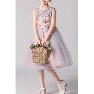 Kids Girls Princess Skirt Bow Decorated Sleeveless Dress - KGD77360