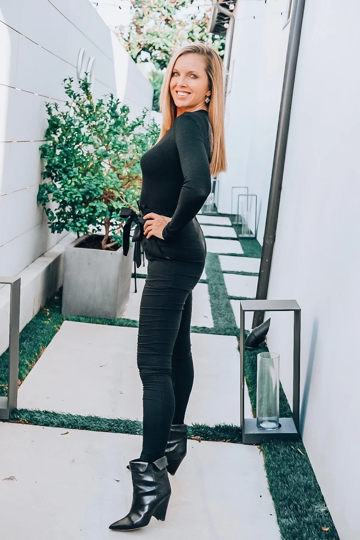 Long Sleeve Ribbed Top Black