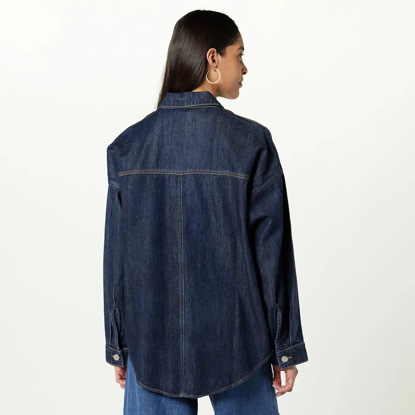 Navy Long Denim Shacket
