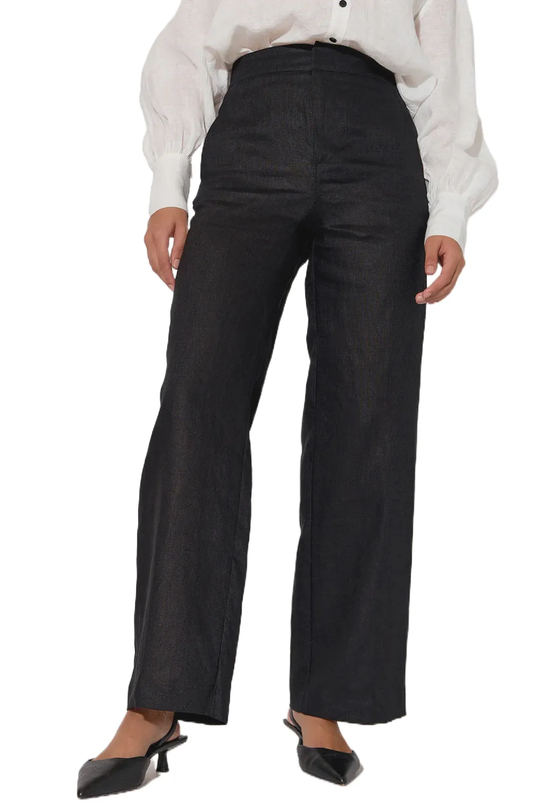 Nisha Linen Pant Black
