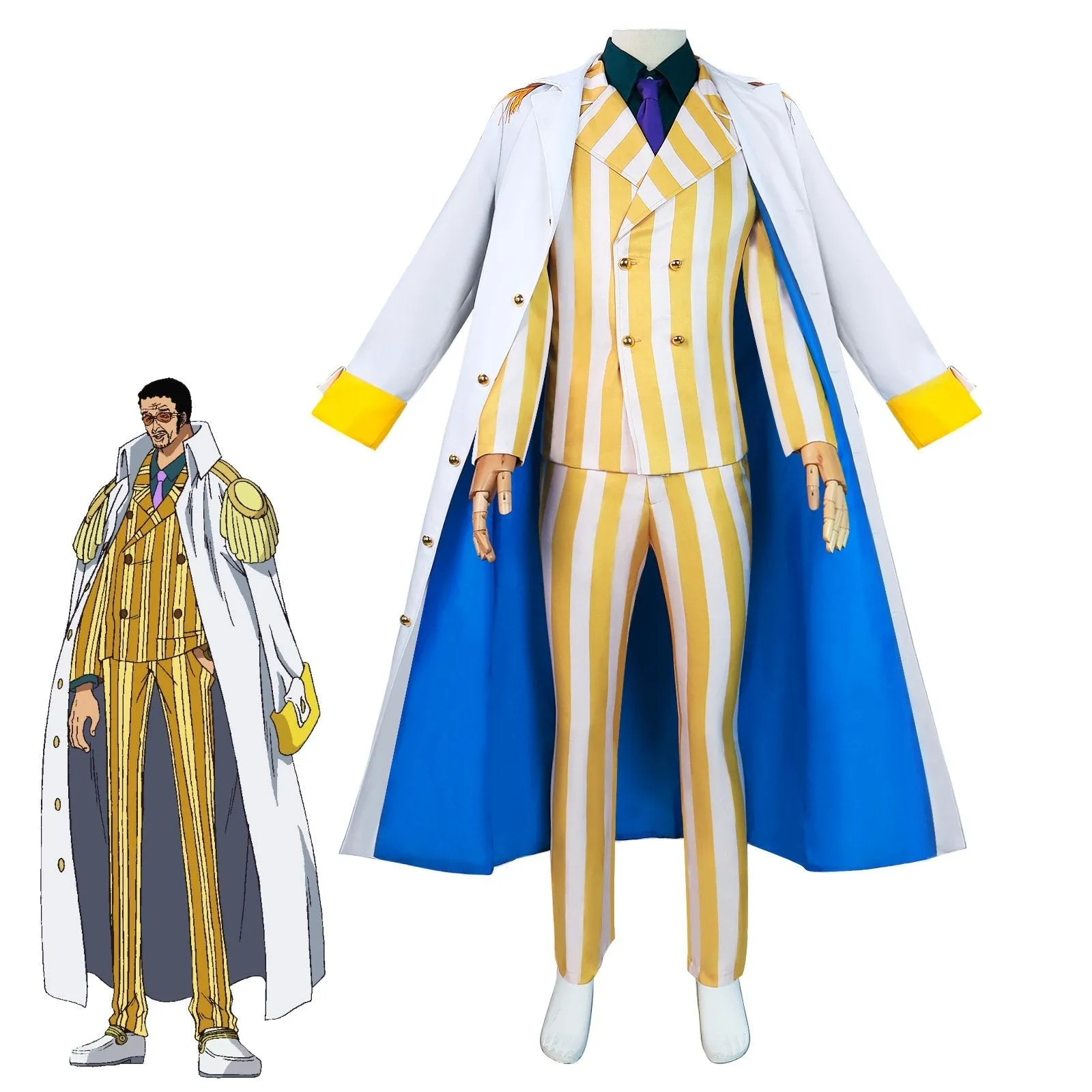 One Piece Wano Country Kizaru Costume Party Carnival Cosplay Full Set