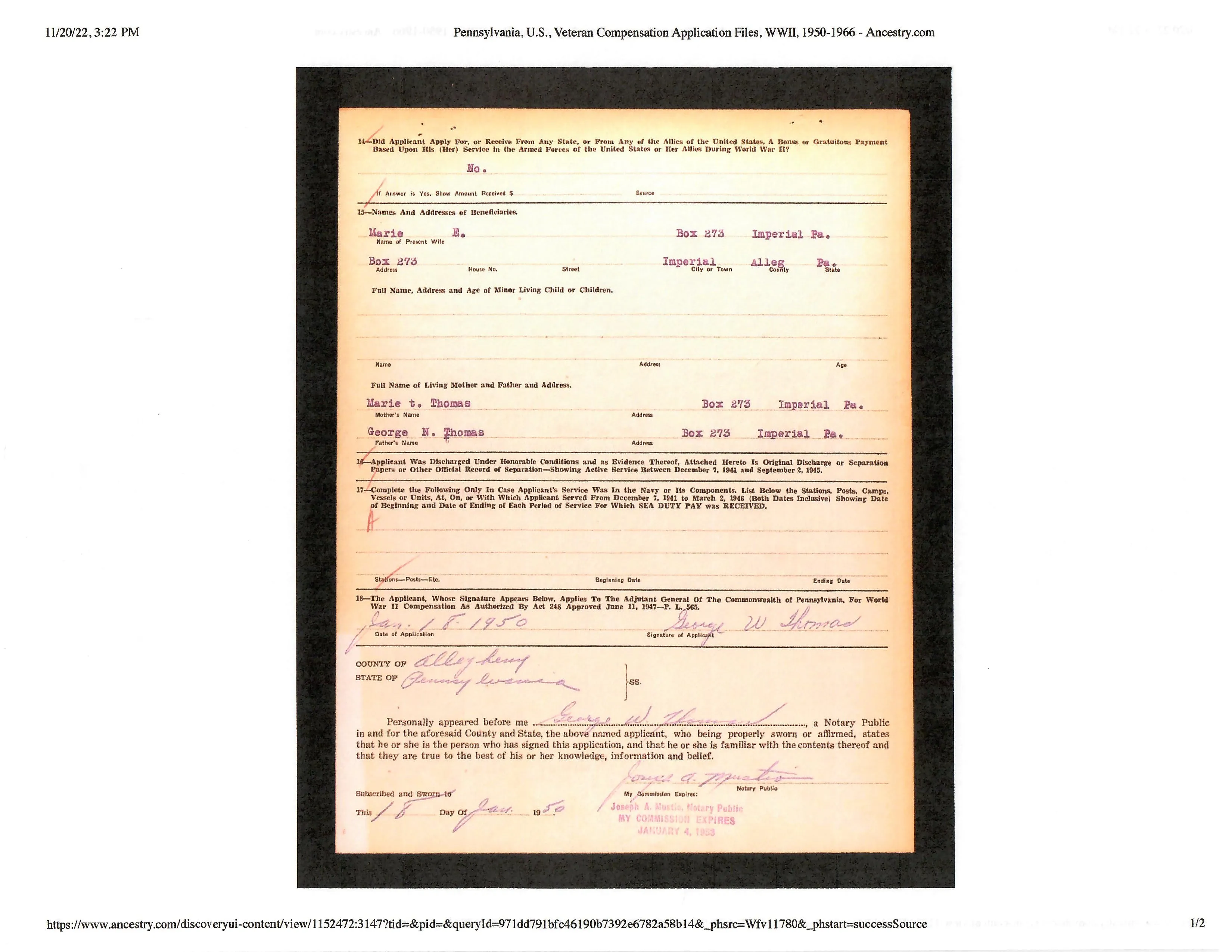 Original U.S. WWII Named Class-A Uniform Set With Cap for 8th Army Air Force Aerial Gunner Staff Sergeant George W. Thomas of the 446th Bombardment Group - With Binder of Information