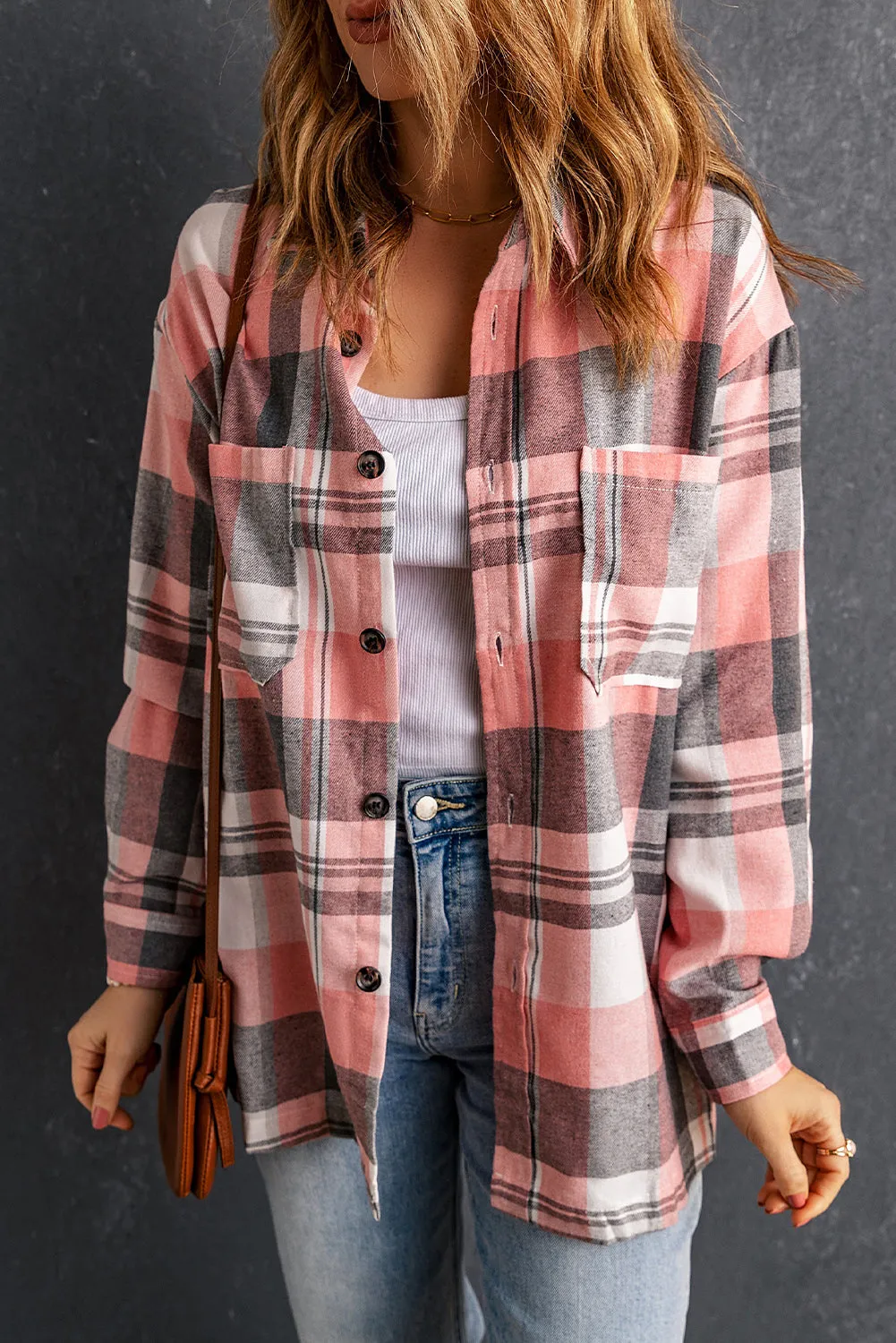 Plaid Button Up Patch Pocket Shirt Shacket