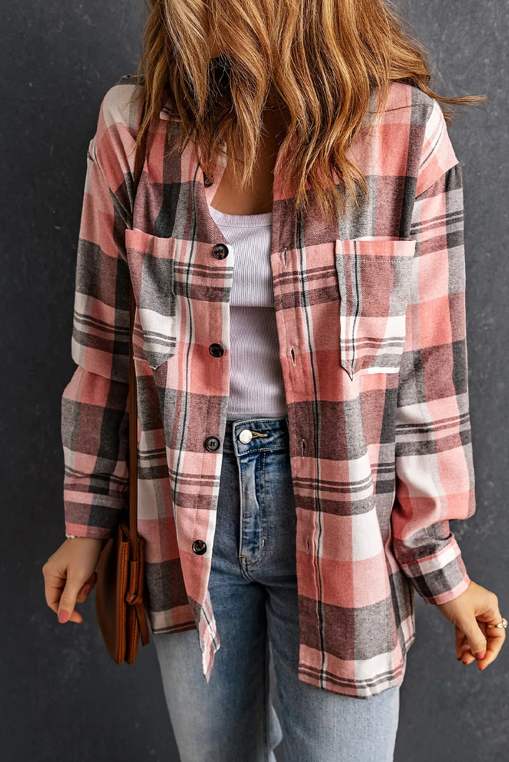 Plaid Button Up Patch Pocket Shirt Shacket