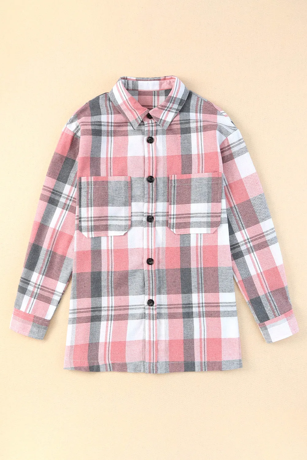 Plaid Button Up Patch Pocket Shirt Shacket