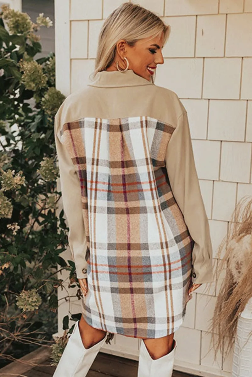 Plaid Long Sleeve Shirt Mini Dress