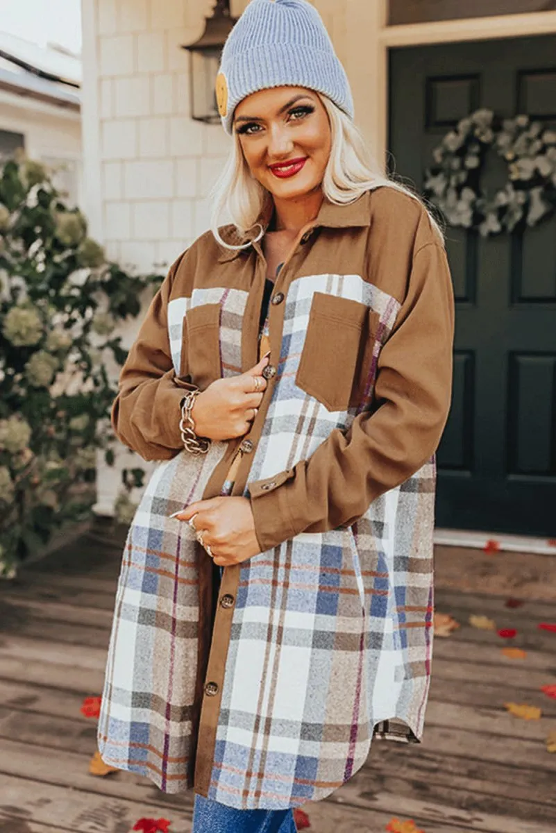 Plaid Long Sleeve Shirt Mini Dress