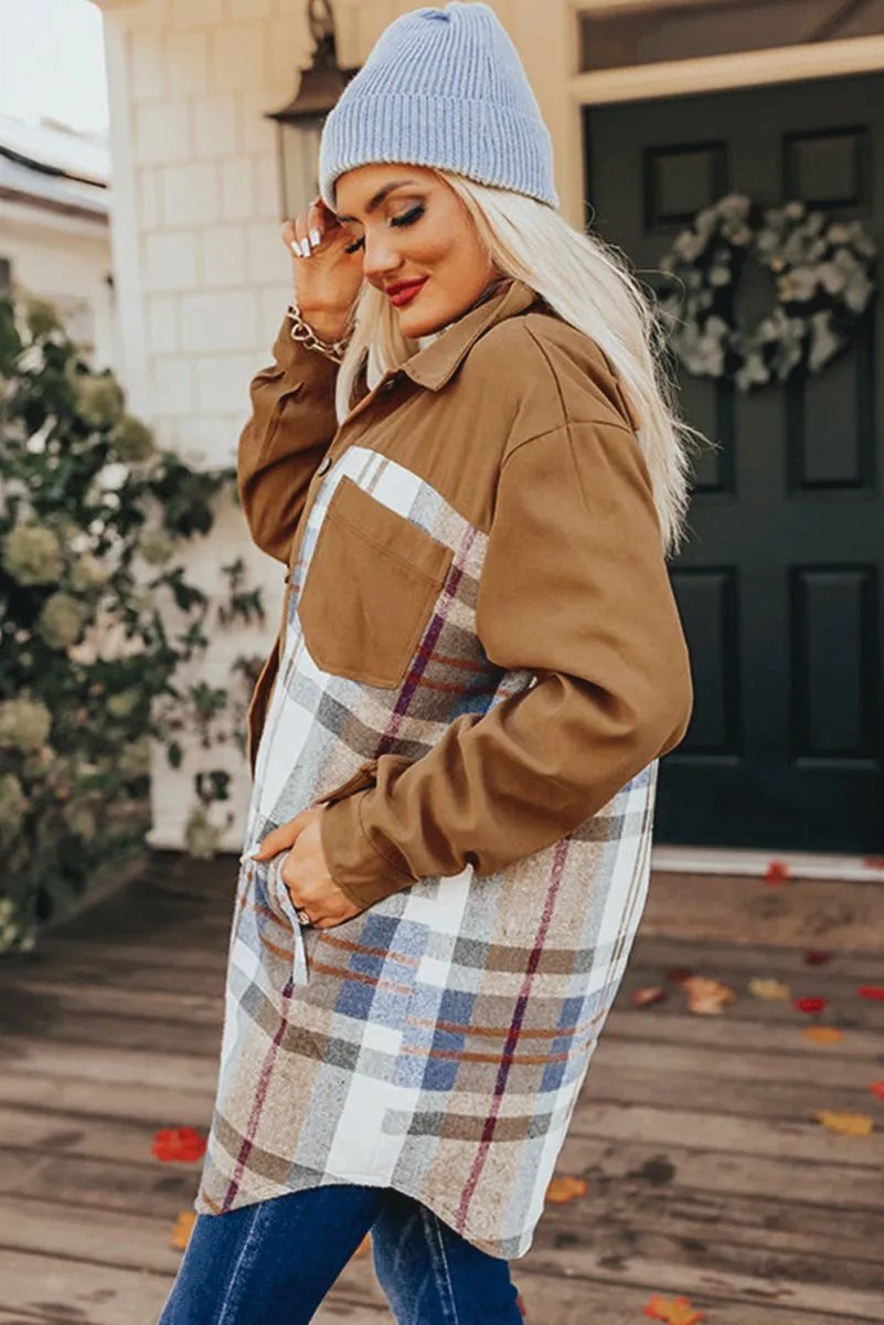 Plaid Long Sleeve Shirt Mini Dress
