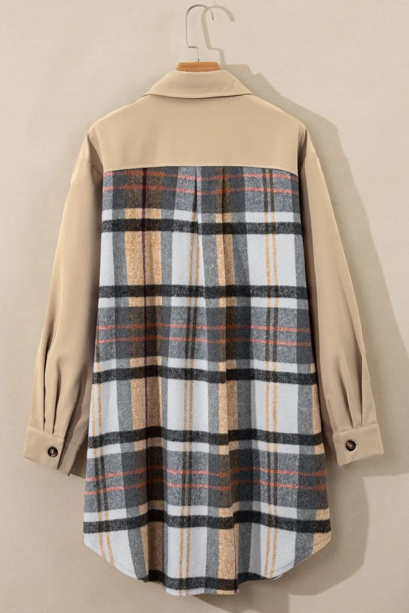 Plaid Long Sleeve Shirt Mini Dress