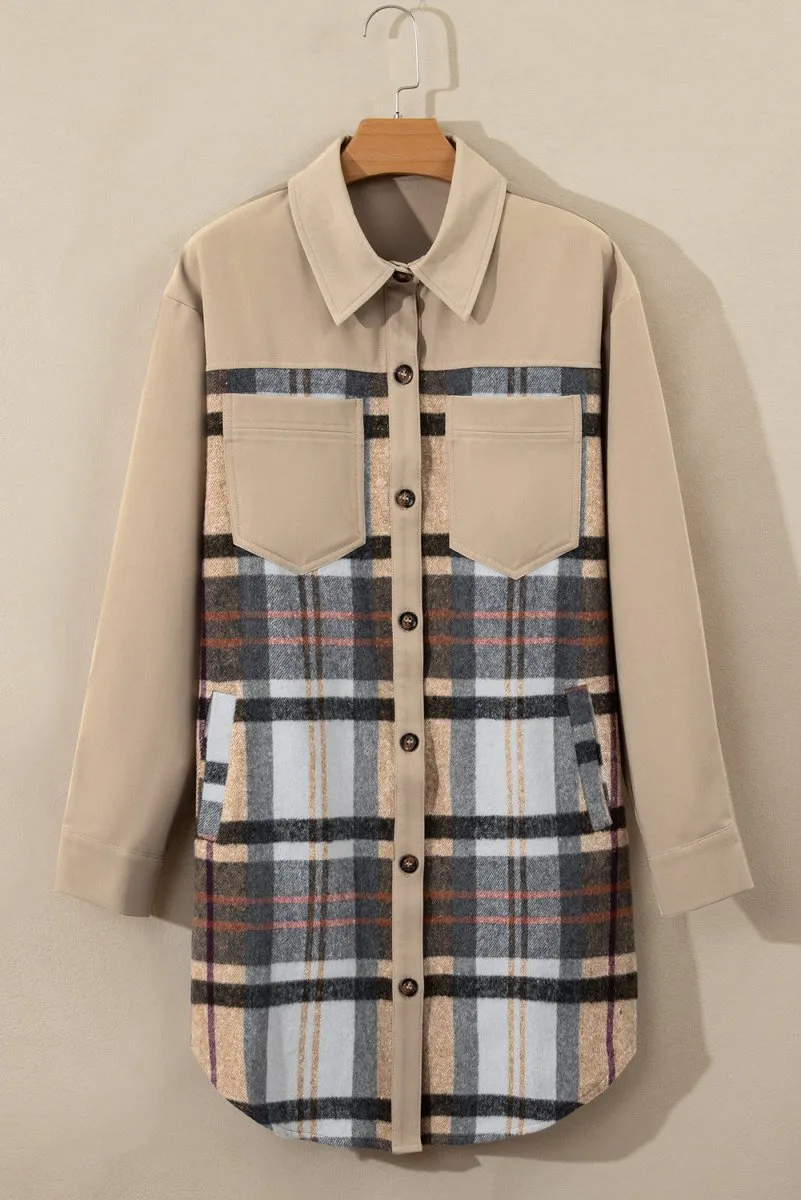 Plaid Long Sleeve Shirt Mini Dress