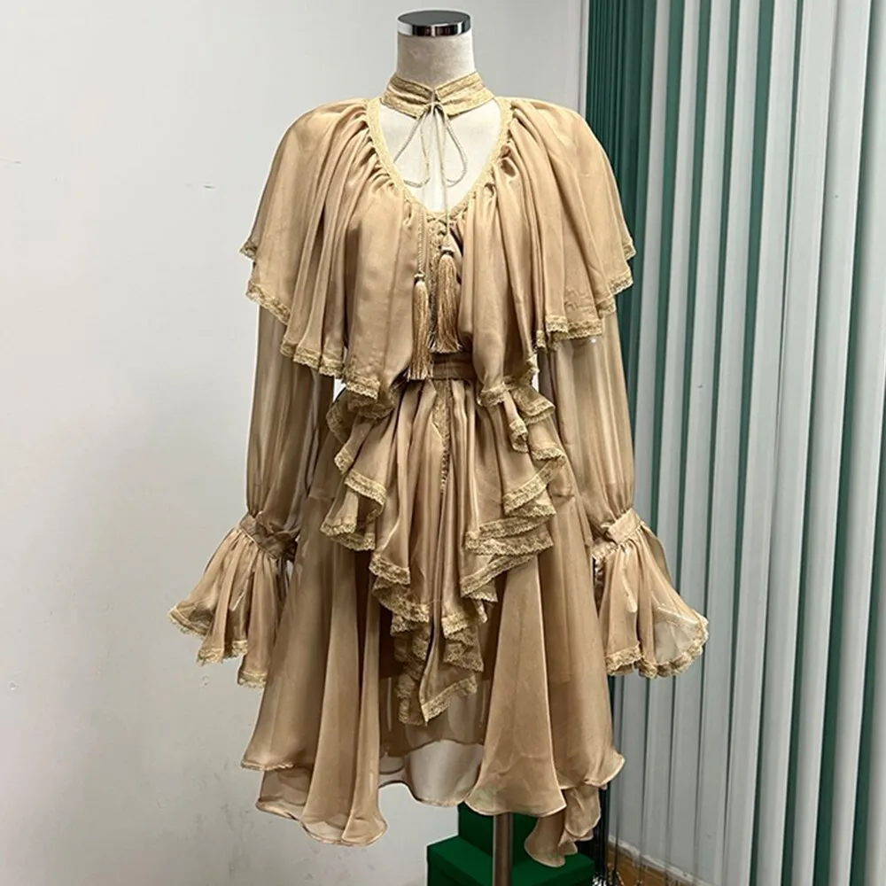 Pre Order:  Ruffled Tie-Waist Mini Dress