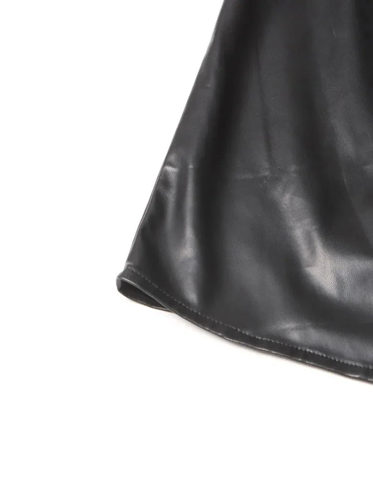 Pre Order:  Strapless Ruched Faux Leather Dress