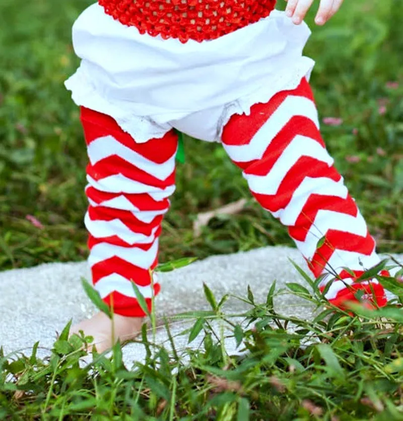 Red Chevron Legwarmers, Boys, Girls, Newborns, Infants, Toddlers, Crawlers, Crib Socks