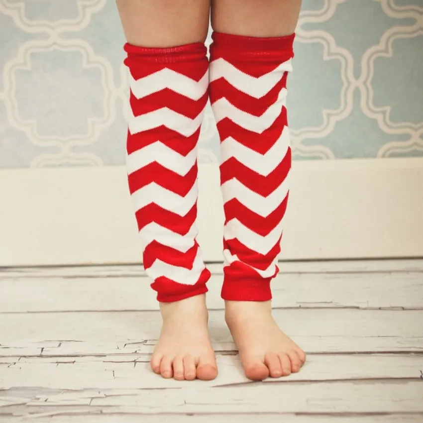 Red Chevron Legwarmers, Boys, Girls, Newborns, Infants, Toddlers, Crawlers, Crib Socks
