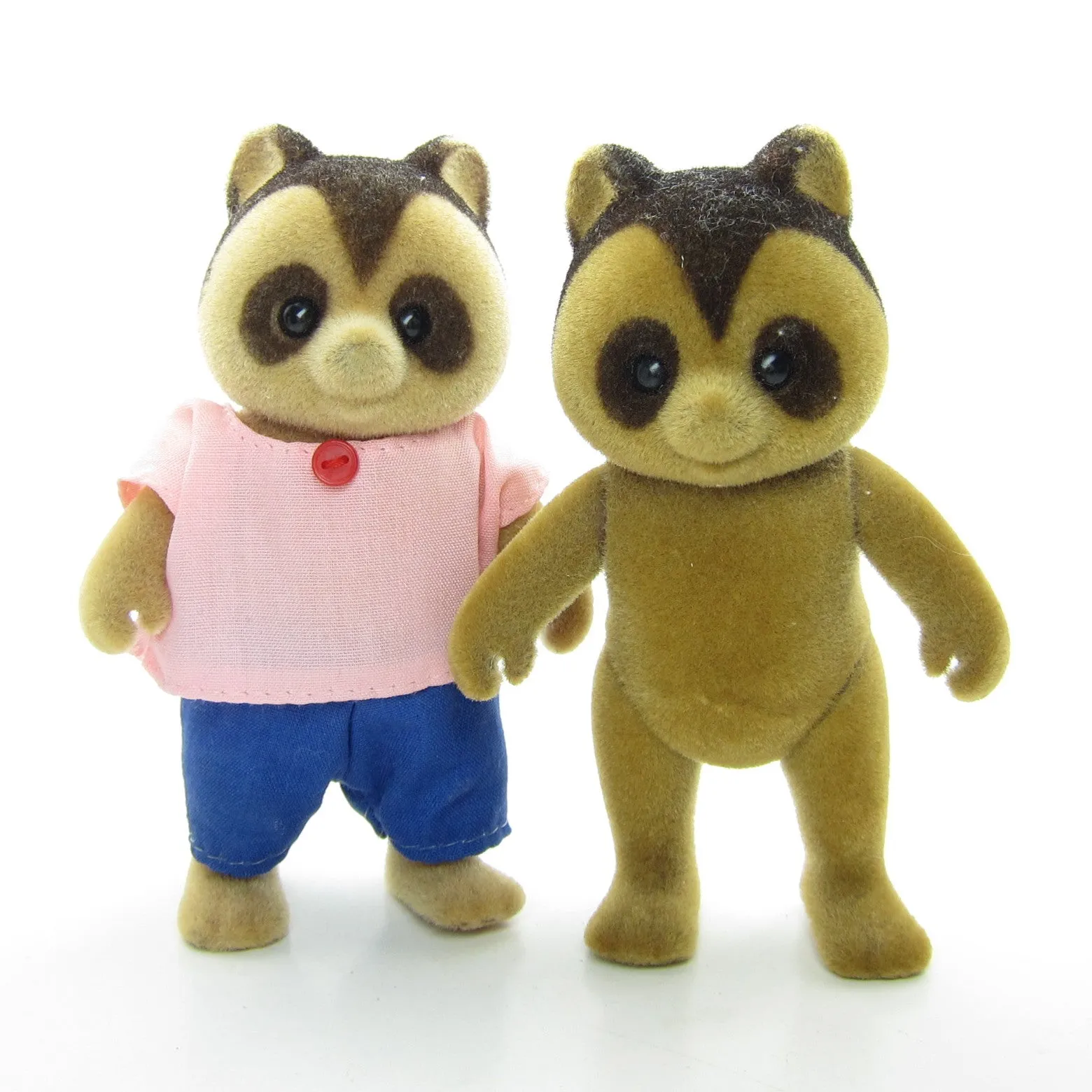Roxie and Ruthie Raccoon's Family Vintage Maple Town Flocked Racoon Toys