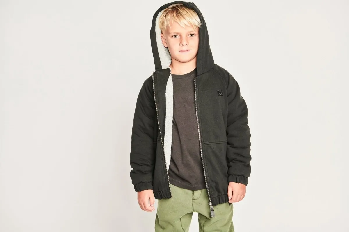 RUGGED SHERPA ZIP UP HOODIE JACKET