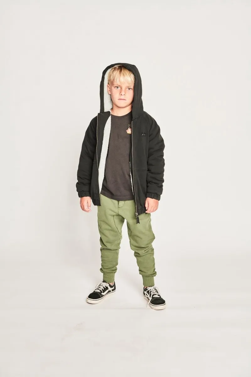 RUGGED SHERPA ZIP UP HOODIE JACKET